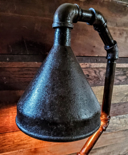 Rusty Cast Iron Funnel Lamp 1806