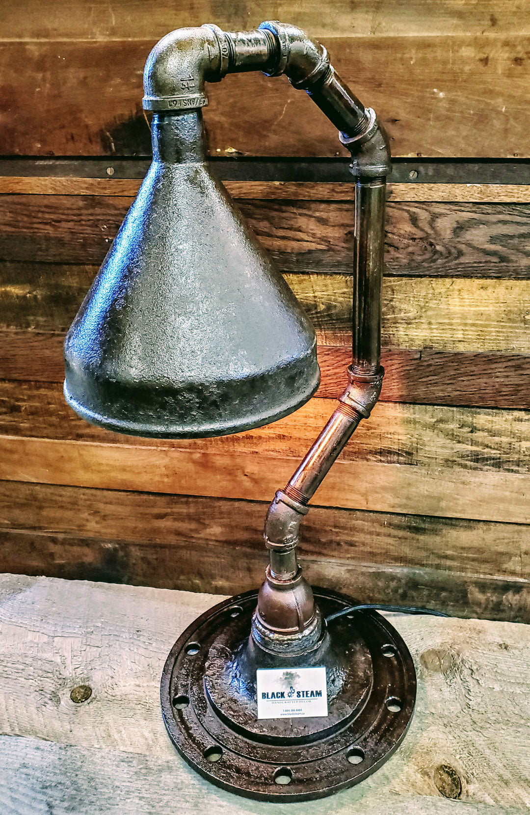 Rusty Cast Iron Funnel Lamp 1806