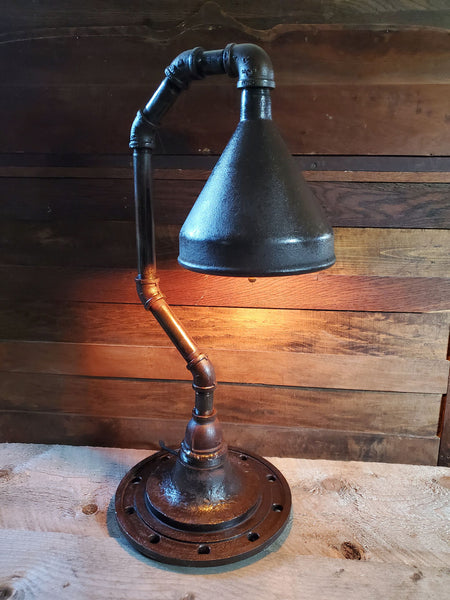 Rusty Cast Iron Funnel Lamp 1806